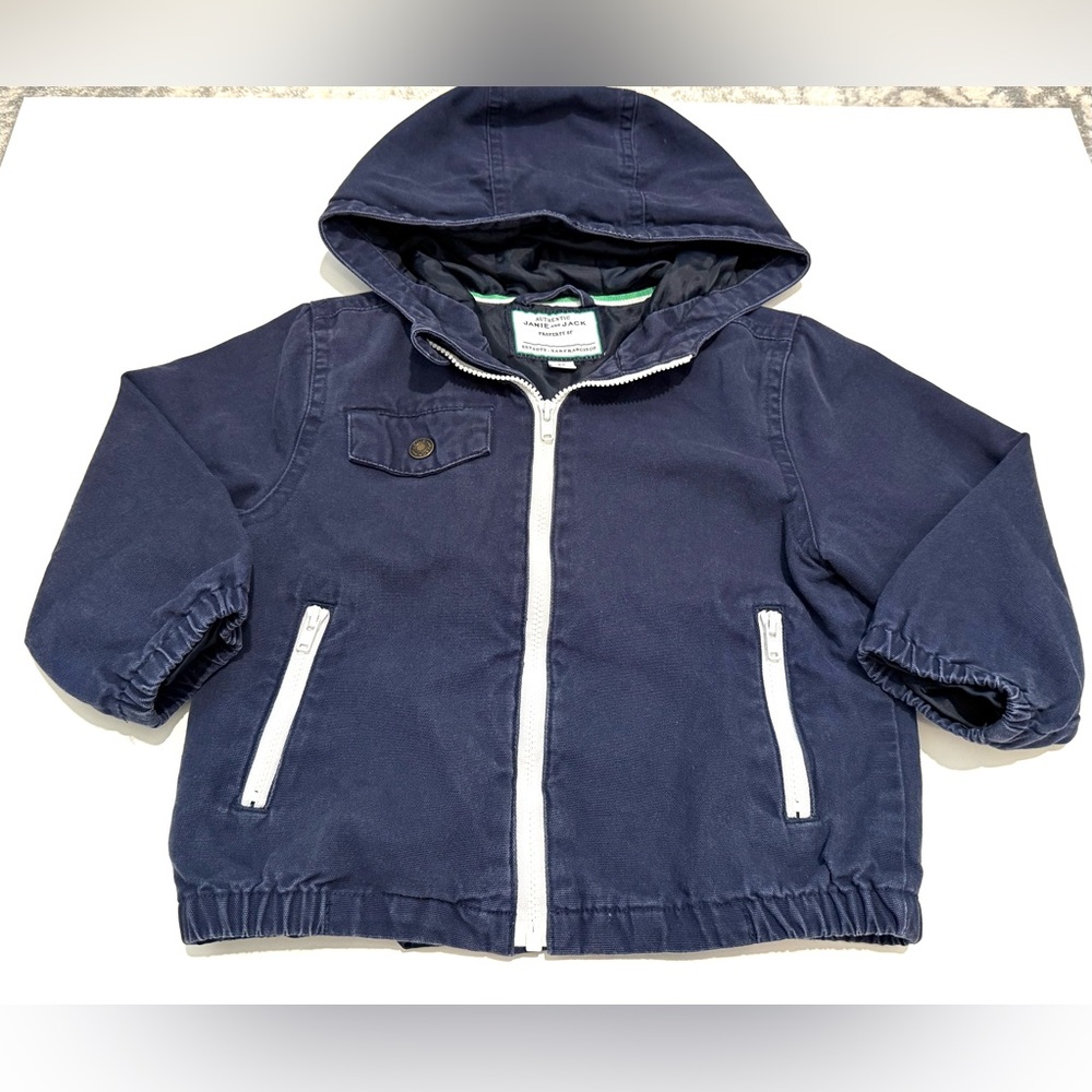 Janie and Jack Navy Blue Raincoat with Hood